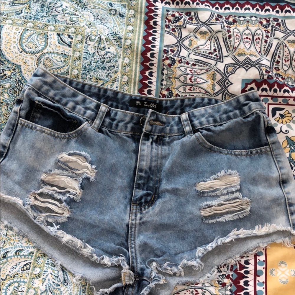 High waisted jean shorts